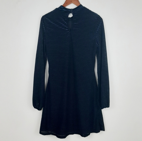Lulus Ticket to Chic Navy Blue Striped Velvet dres - Picture 5 of 13